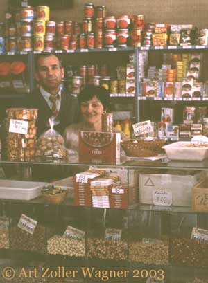 Victor and Orchia in their herbolario, Moratalaz, Madrid, March 1984