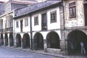 Arcaded buildings of the old neighborhoods of Avils, Asturias